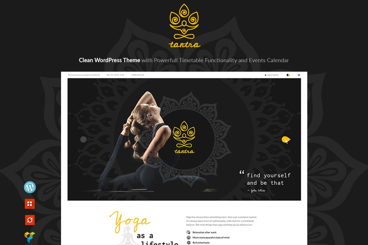 Tema WordPress Yoga Tantrik - Studio dan Klub Kebugaran Modern