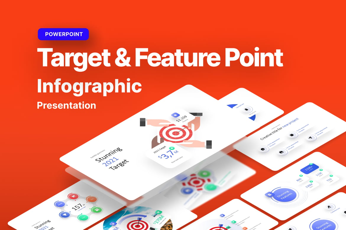 Template PowerPoint Target & Titik Fitur yang Menarik