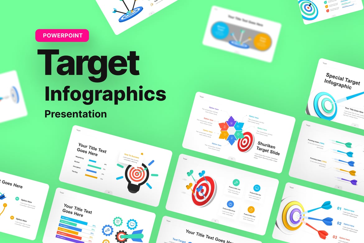 Template Presentasi PowerPoint Infografis untuk Mencapai Target Bisnis