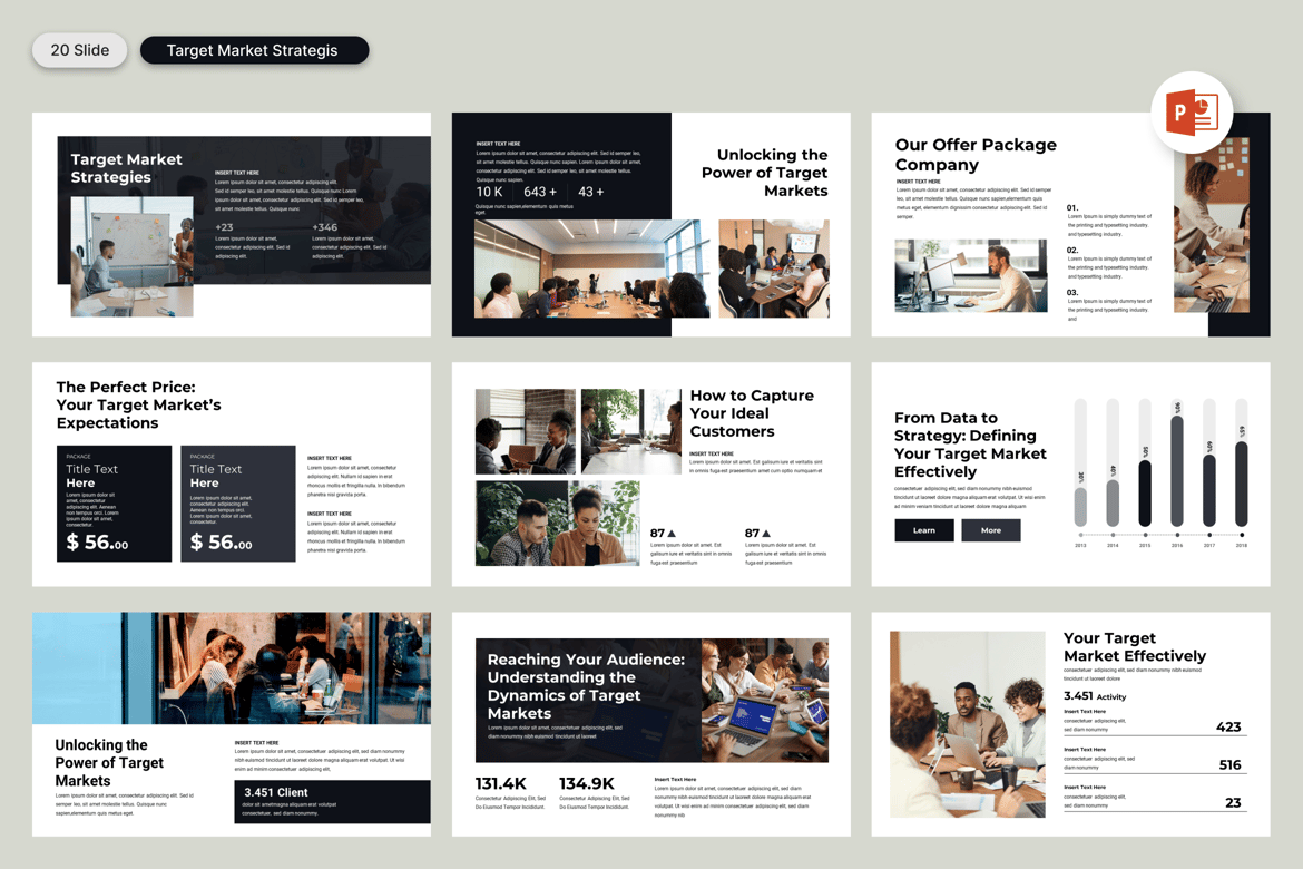 Template PowerPoint Pasar Target yang Profesional dan Menarik