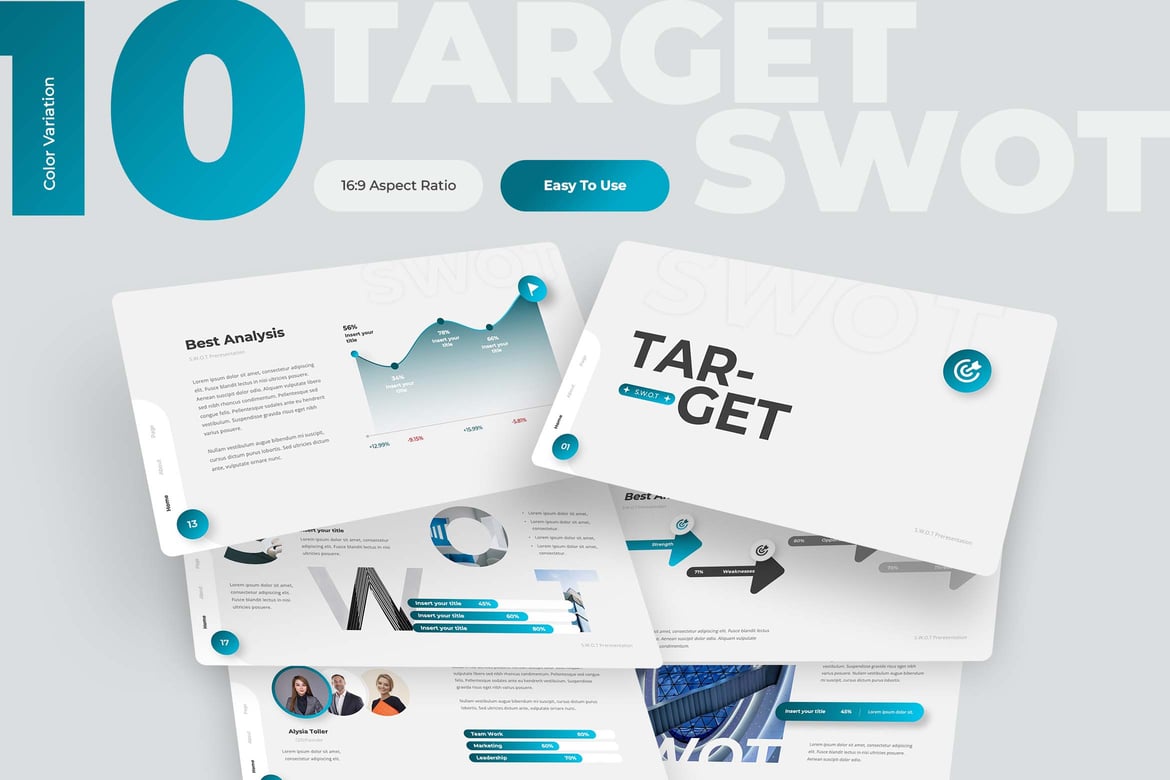 Template Presentasi SWOT Target - Analisis Data yang Menarik dan Profesional