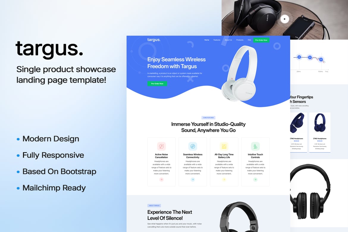 Template Landing Page Targus - Website Modern untuk Produk Anda