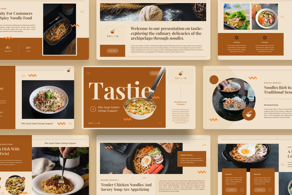 Tastie - Template Presentasi PowerPoint Noodles yang Menarik