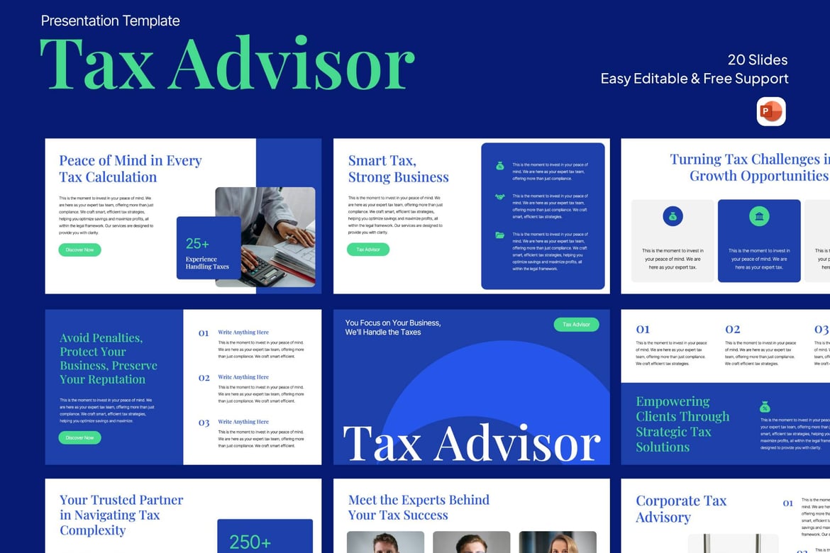 Template PowerPoint Konsultan Pajak yang Menarik dan Profesional