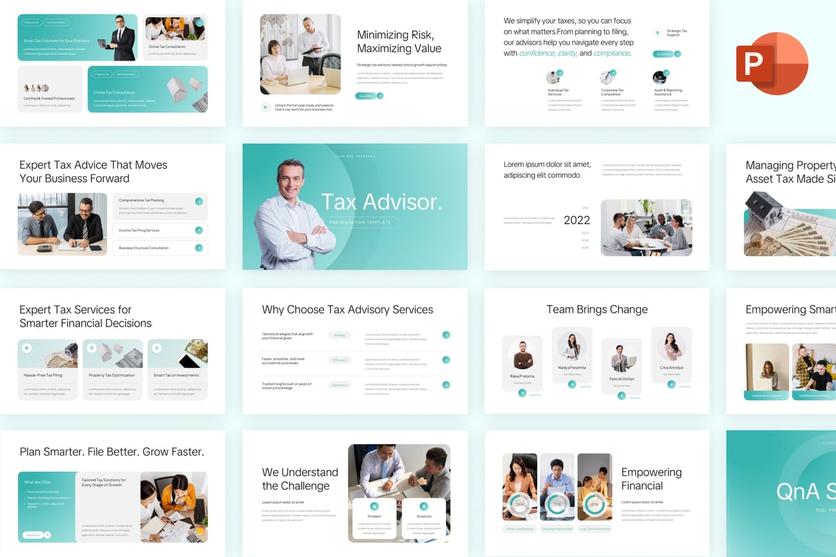 Template PowerPoint Konsultan Pajak yang Modern dan Profesional