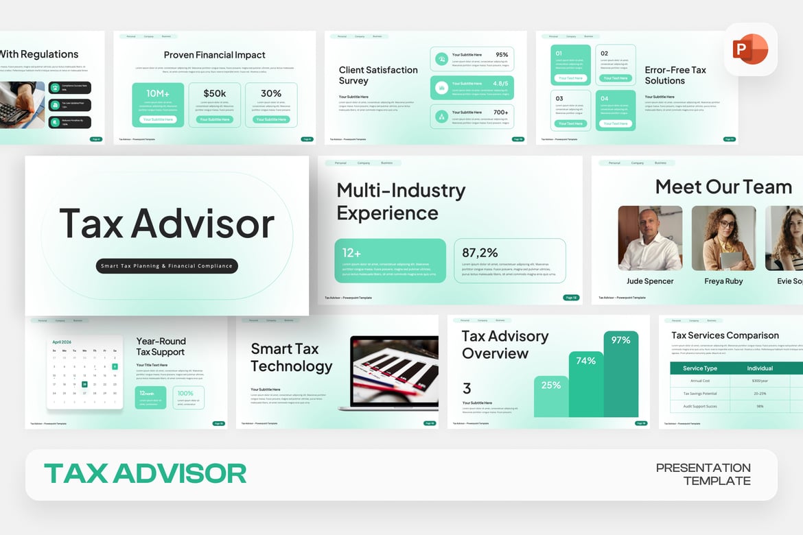 Template Presentasi PowerPoint untuk Konsultan Pajak yang Profesional