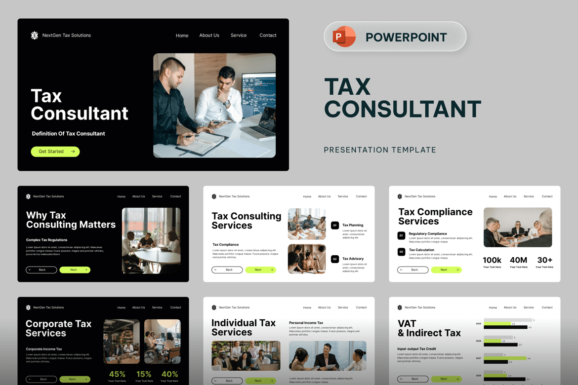 Template Presentasi Powerpoint Konsultan Pajak yang Profesional