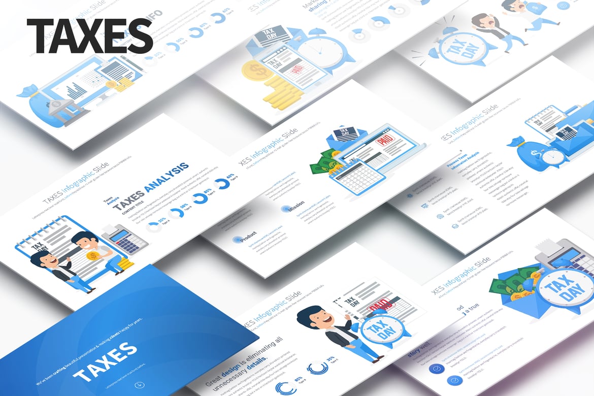 Template PowerPoint Infografis Pajak yang Menarik dan Profesional
