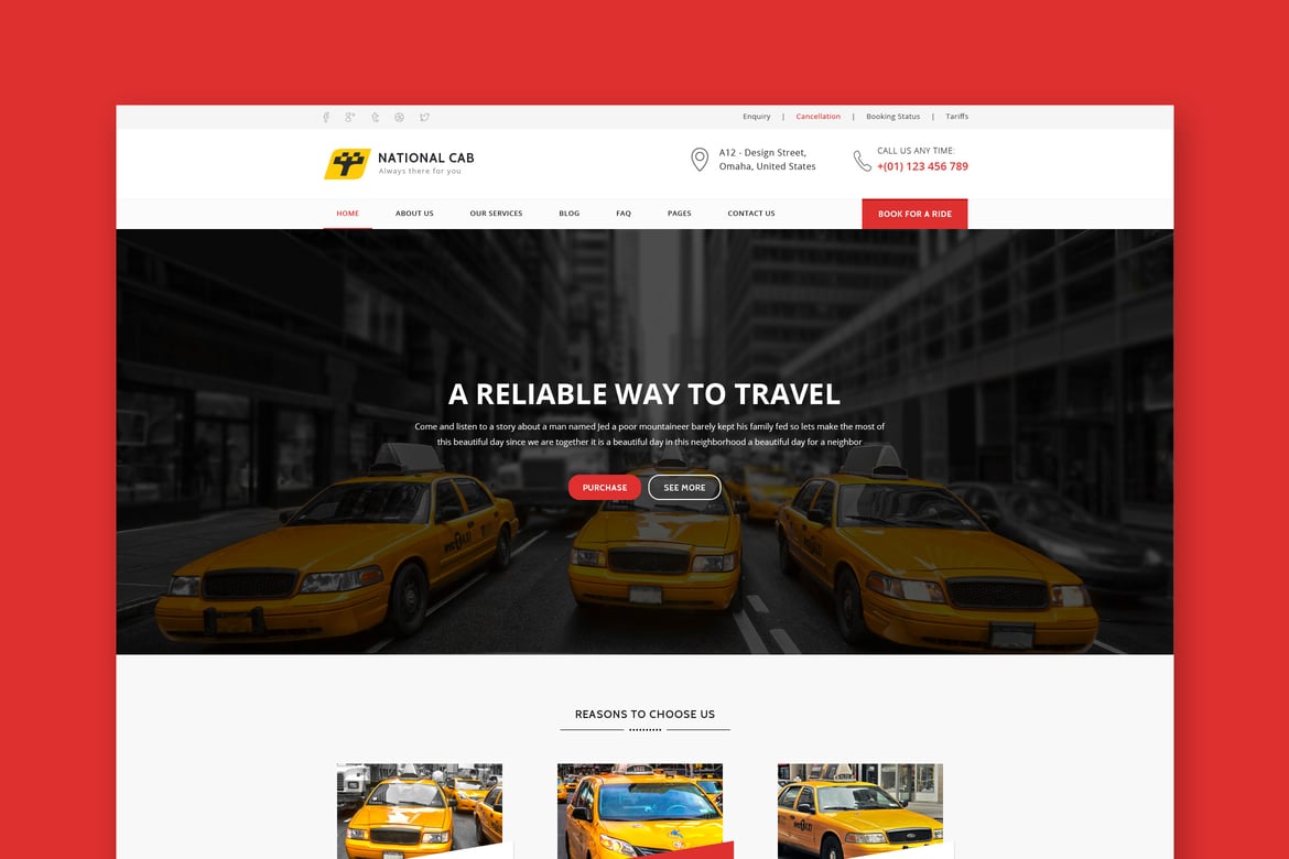 TaxiCab - Template Website Perusahaan Taksi yang Menawan