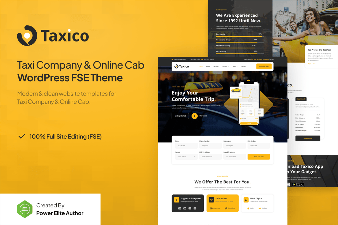 Taxico – Tema WordPress Profesional untuk Perusahaan Taksi dan Layanan Cab Online