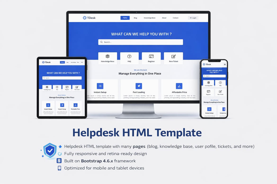TDesk - Template Website Helpdesk HTML Modern dan Responsif