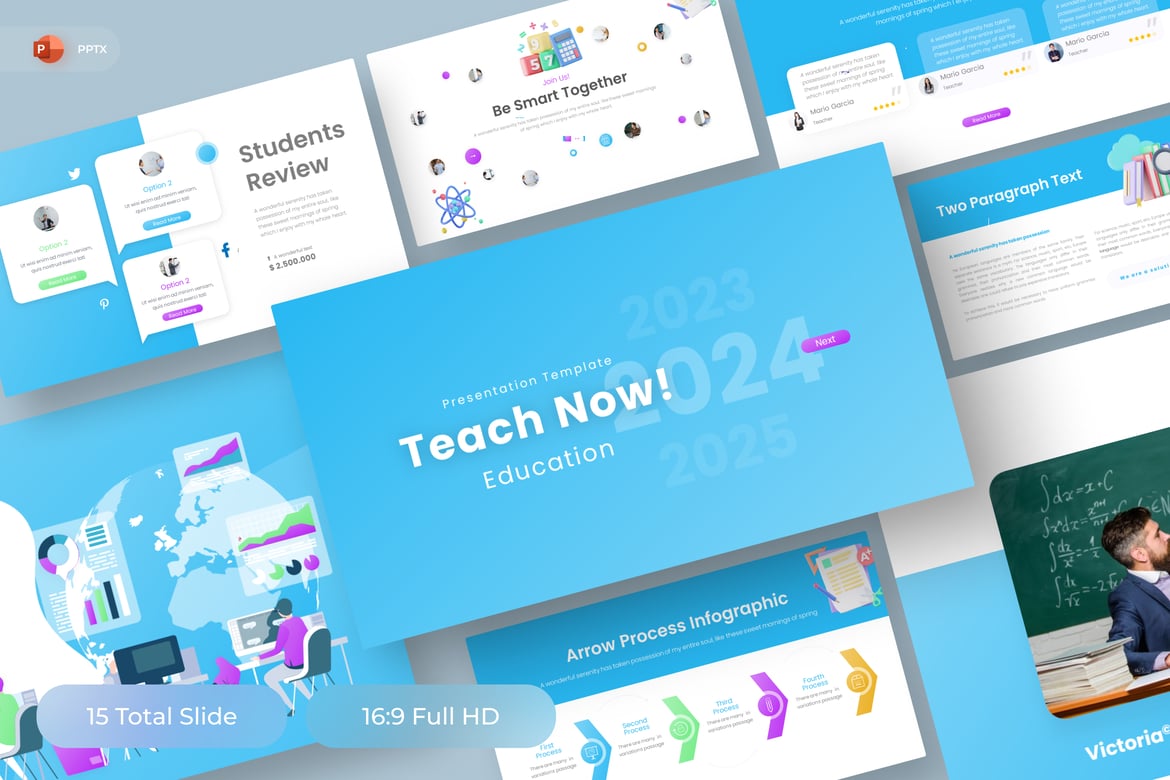 Template Presentasi Edukasi - Teach Now yang Menarik