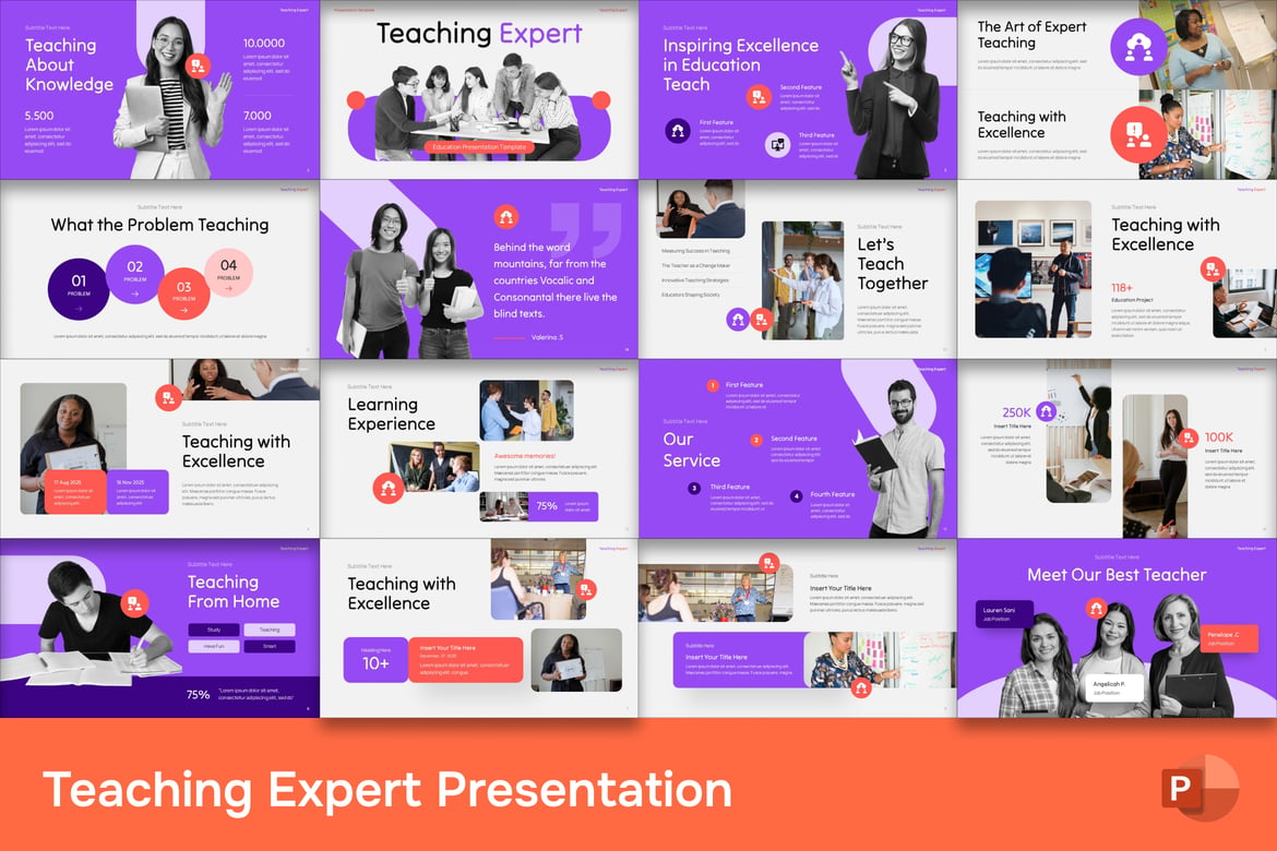 Template PowerPoint Ahli Pengajaran yang Meningkatkan Kualitas Presentasi