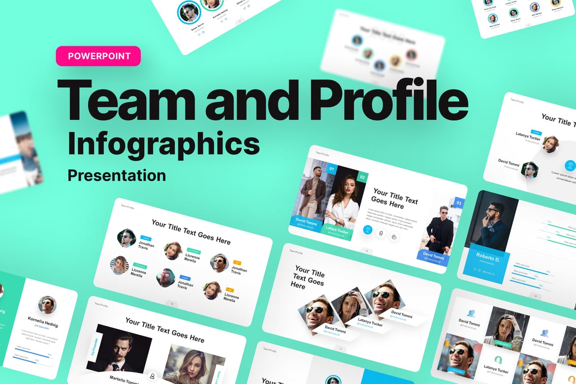 Template PowerPoint Galeri Tim & Profil yang Menarik