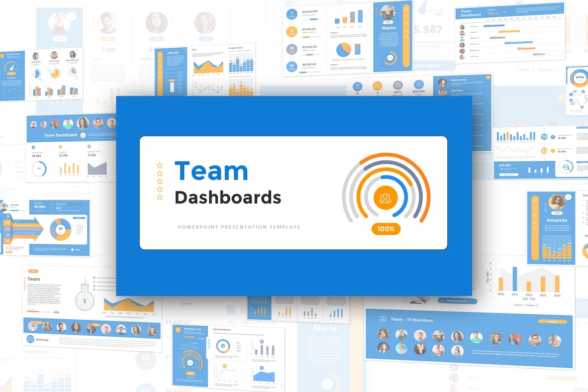 Template Presentasi PowerPoint Dashboard Tim yang Menarik