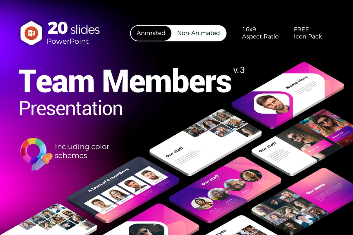 Template PowerPoint untuk Pitch Deck Anggota Tim yang Profesional