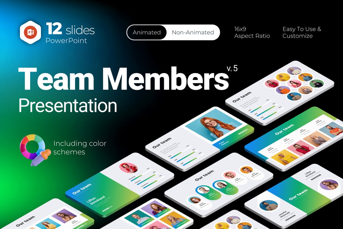 Template PowerPoint Anggota Tim yang Profesional dan Menarik