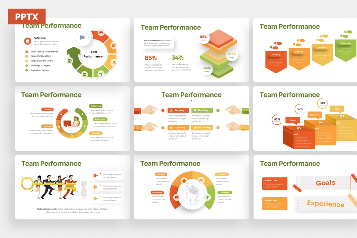 Template PowerPoint Infografis Kinerja Tim yang Menarik