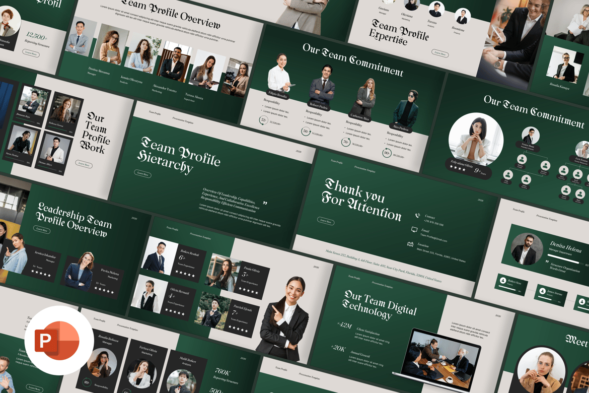 Template Presentasi PowerPoint Profil Tim dan Hierarki
