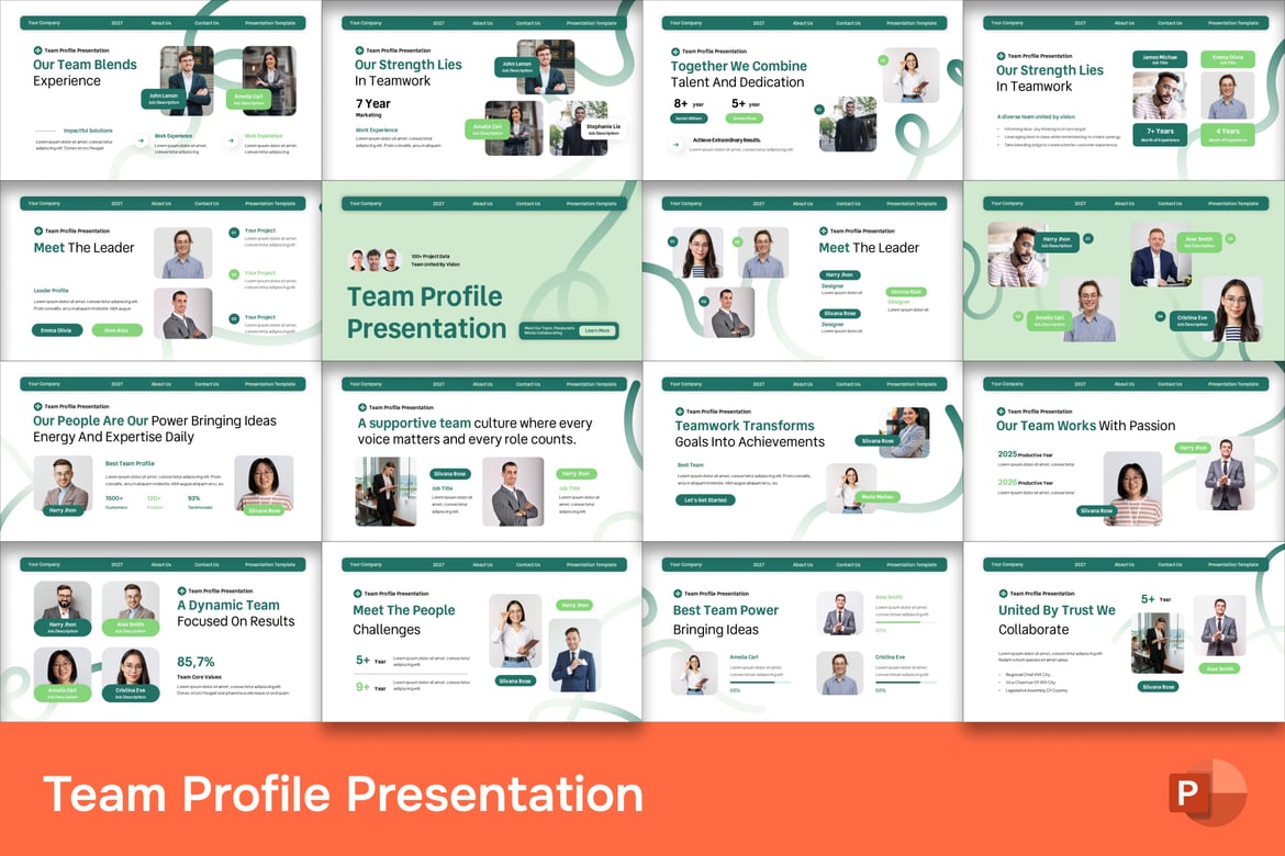 Template PowerPoint Profil Tim yang Profesional dan Menarik