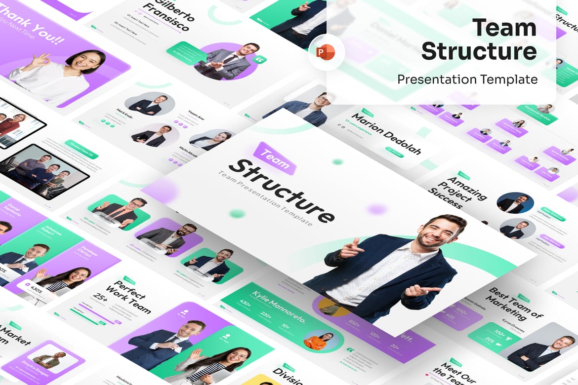 Template PowerPoint Struktur Tim yang Menarik