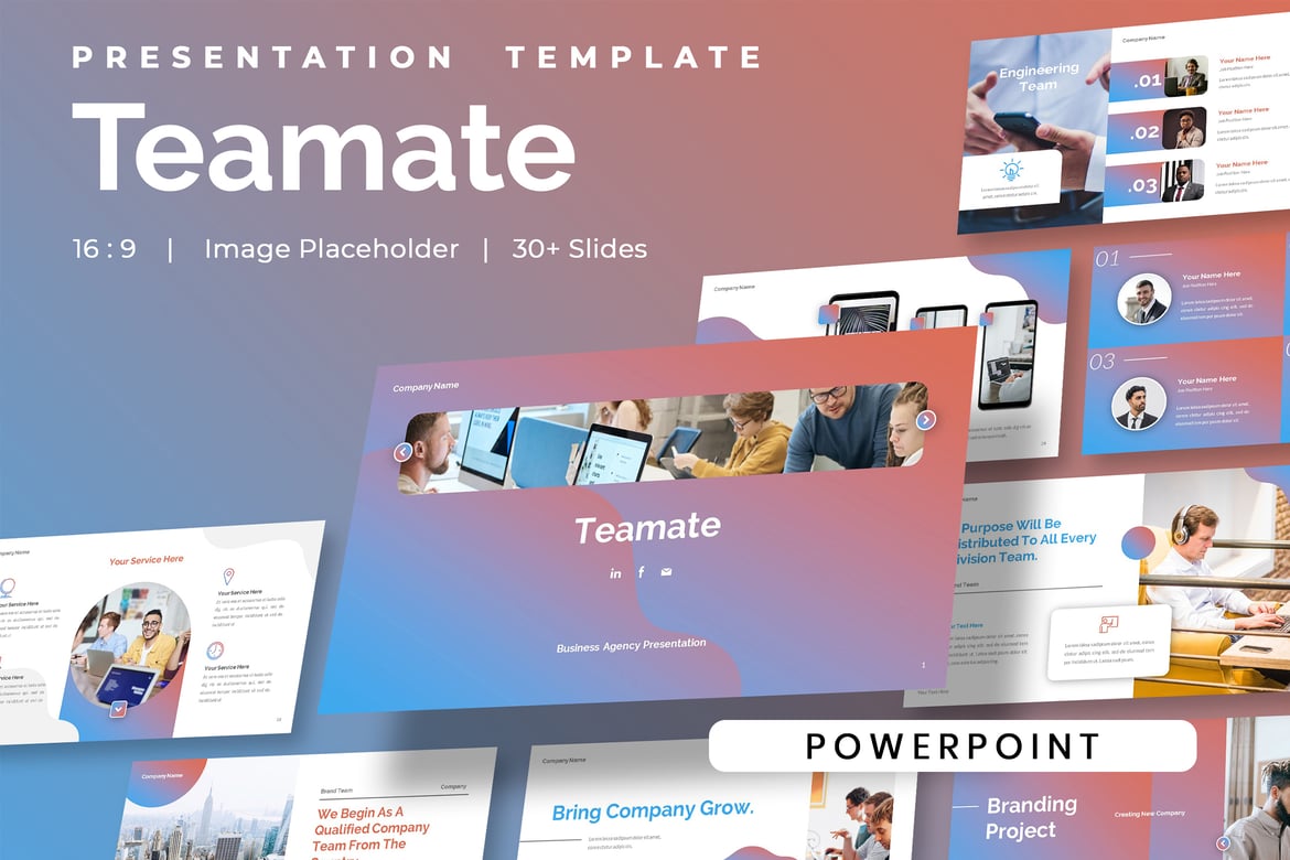 Template PowerPoint Teamate - Presentasi Profesional untuk Agensi Bisnis