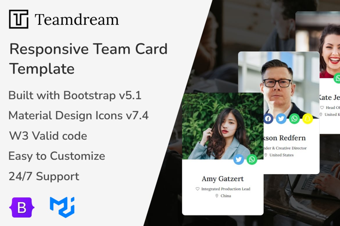 Teamdream - Template Website Kartu Tim Responsif yang Menawan