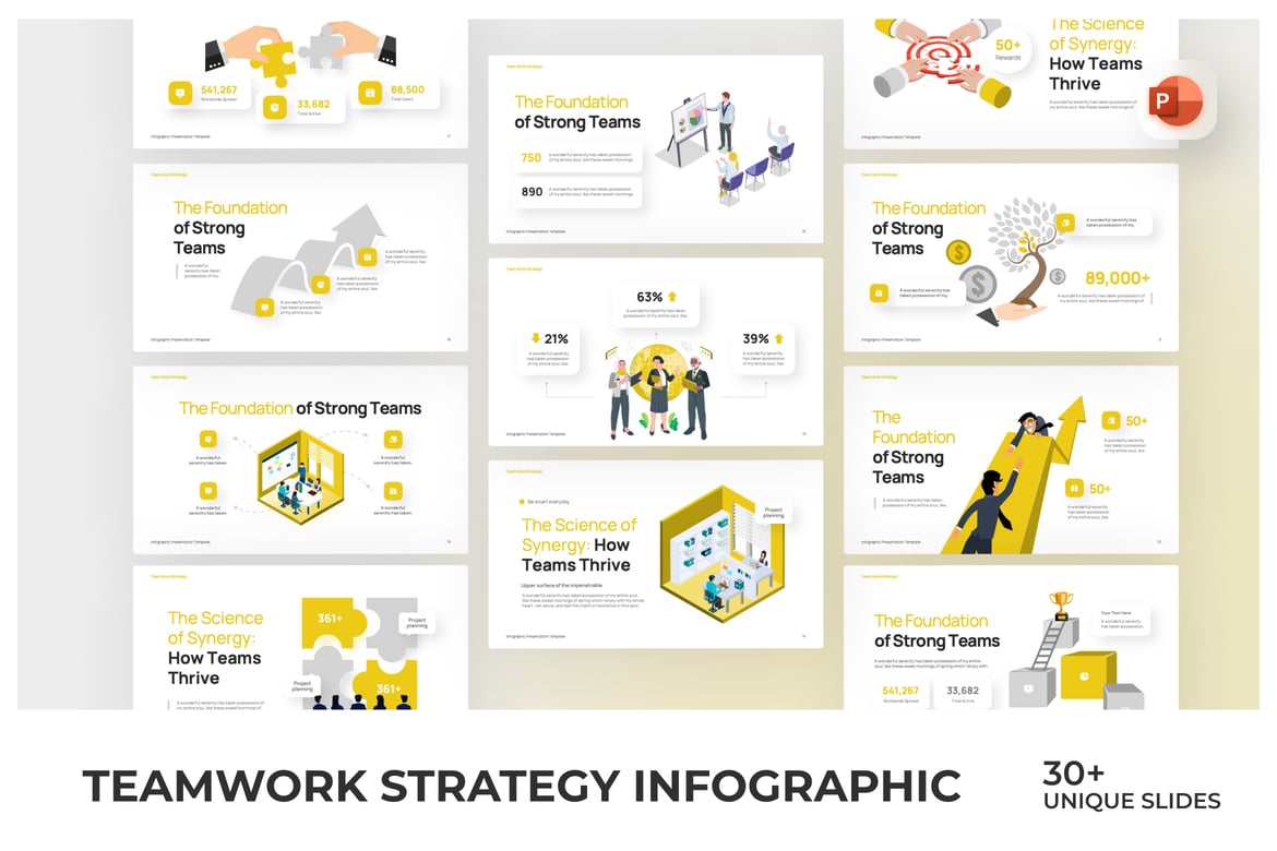 Template PowerPoint Strategi Tim yang Menarik dan Modern
