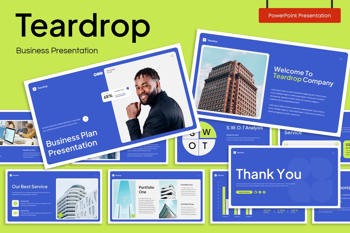 Template Presentasi Teardrop - Powerpoint untuk Bisnis yang Menarik