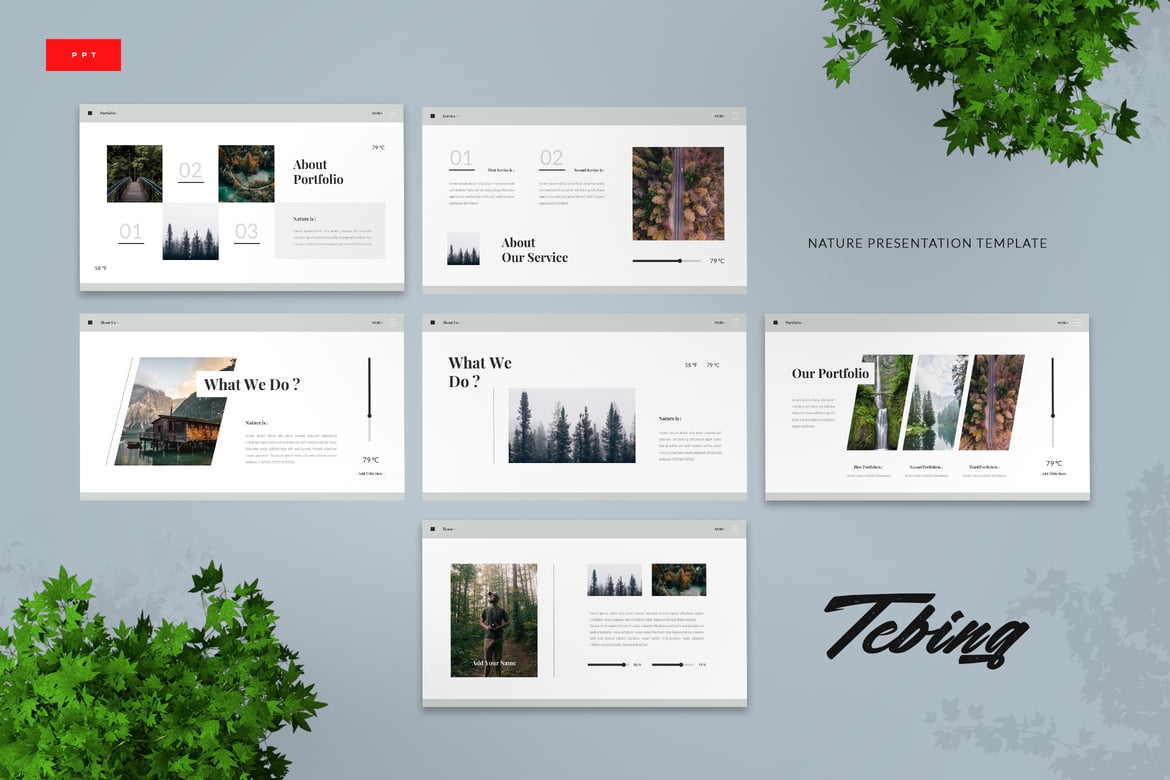 Template Presentasi Powerpoint Tebing - Kekuatan Alam untuk Bisnis Anda