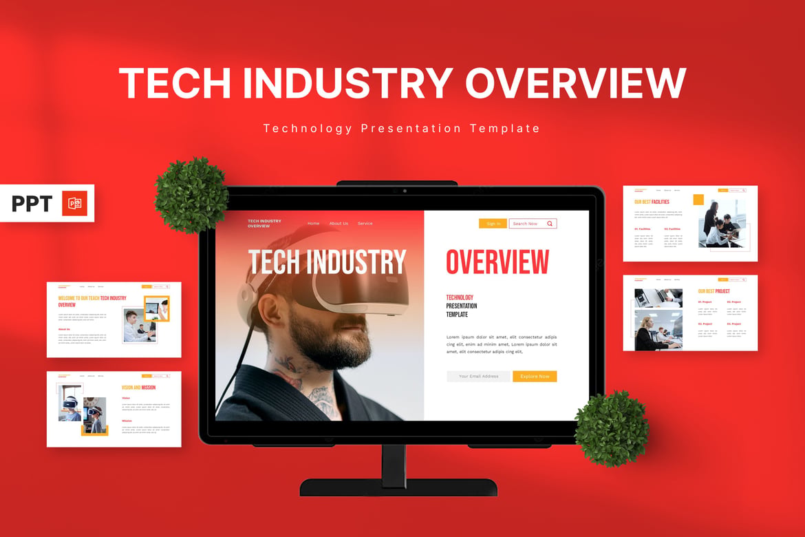 Ikhtisar Industri Teknologi - Template Presentasi Powerpoint yang Menarik