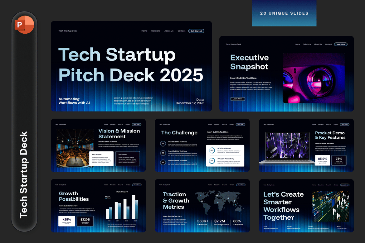 Template PowerPoint Presentasi Startup Teknologi yang Menarik