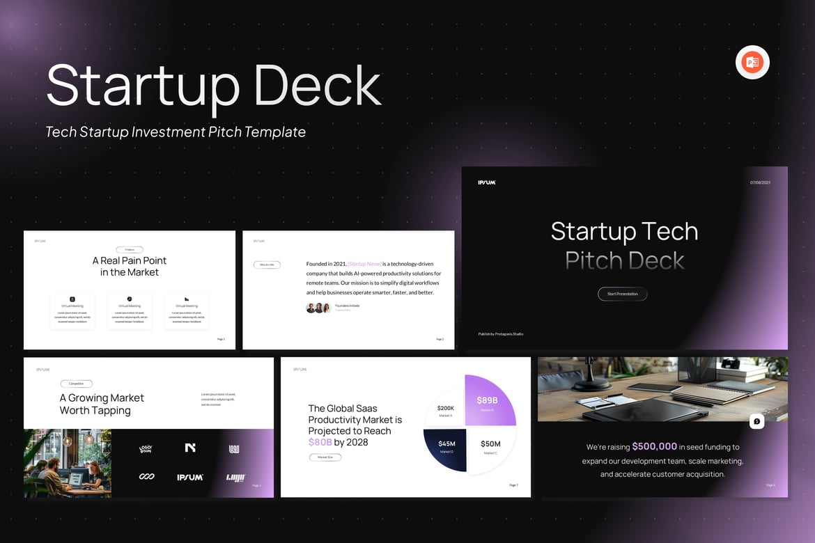 Template Presentasi PowerPoint untuk Pitch Investasi Startup Teknologi
