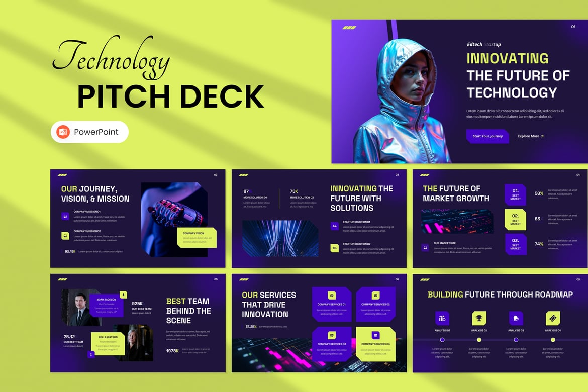 Template Presentasi PowerPoint untuk Investor Startup Teknologi