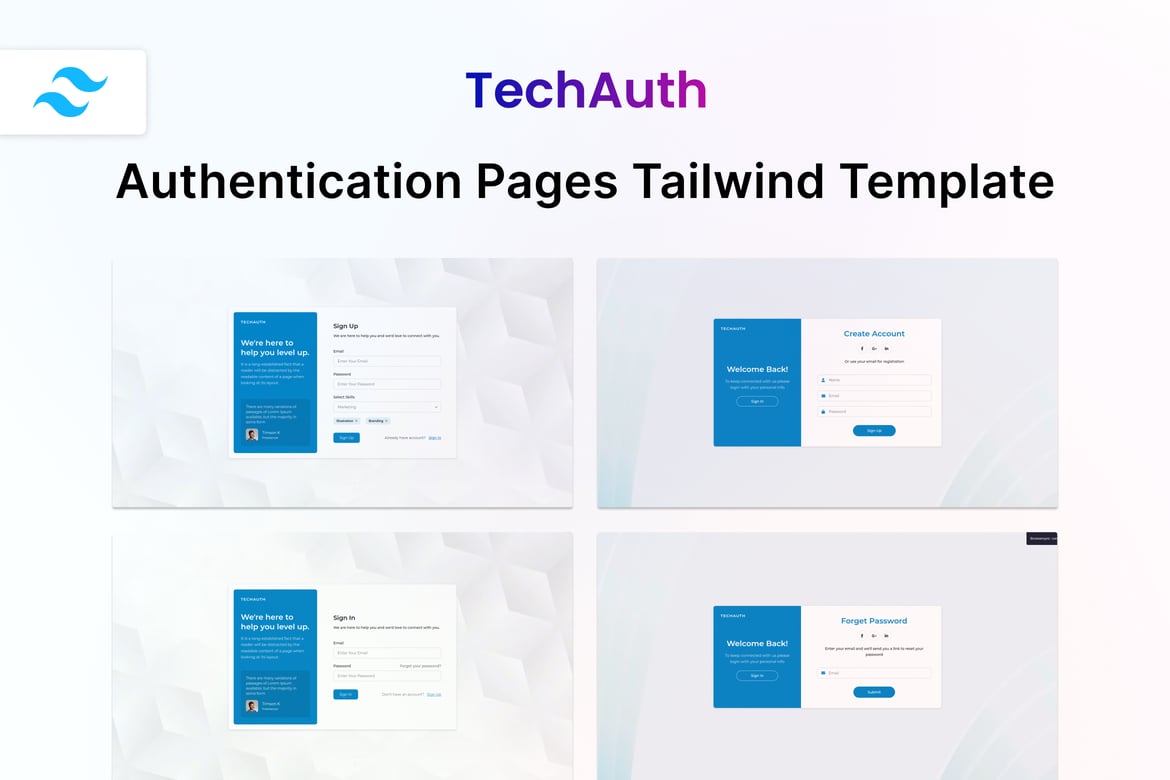 TechAuth - Template Web Halaman Auth dengan Tailwind CSS 3
