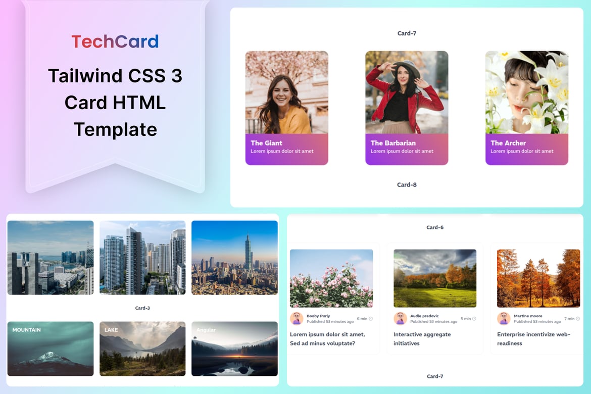 TechCard - Template Website Kartu HTML dengan Tailwind CSS 3 yang Menawan