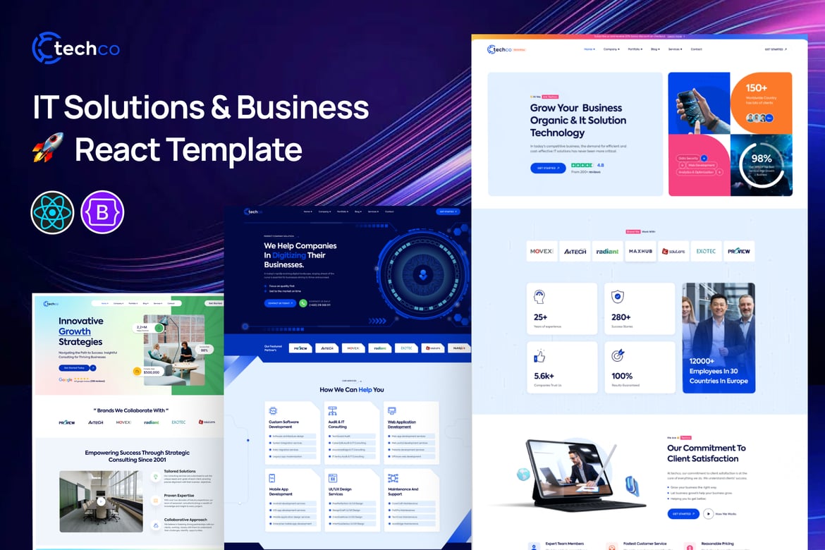 Techco - Template Web Solusi IT & Bisnis yang Modern