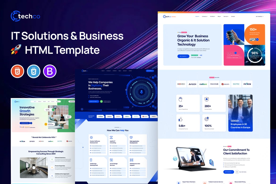 Techco - Template Website Solusi IT dan Bisnis Modern
