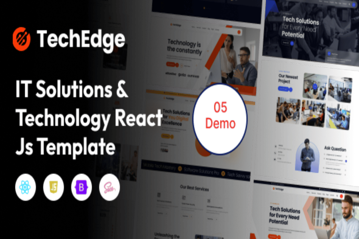 Template Website TechEdge - Solusi IT & Teknologi dengan React Js