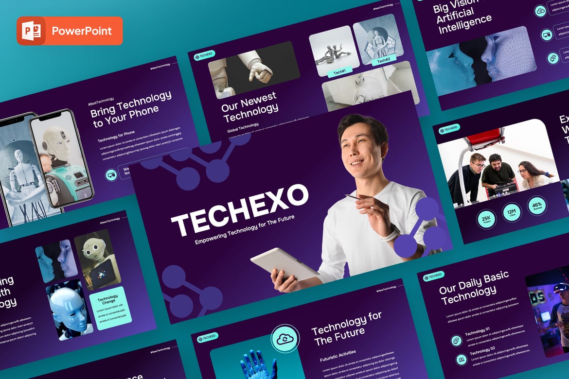 Techexo - Template Presentasi PowerPoint AI yang Modern dan Profesional