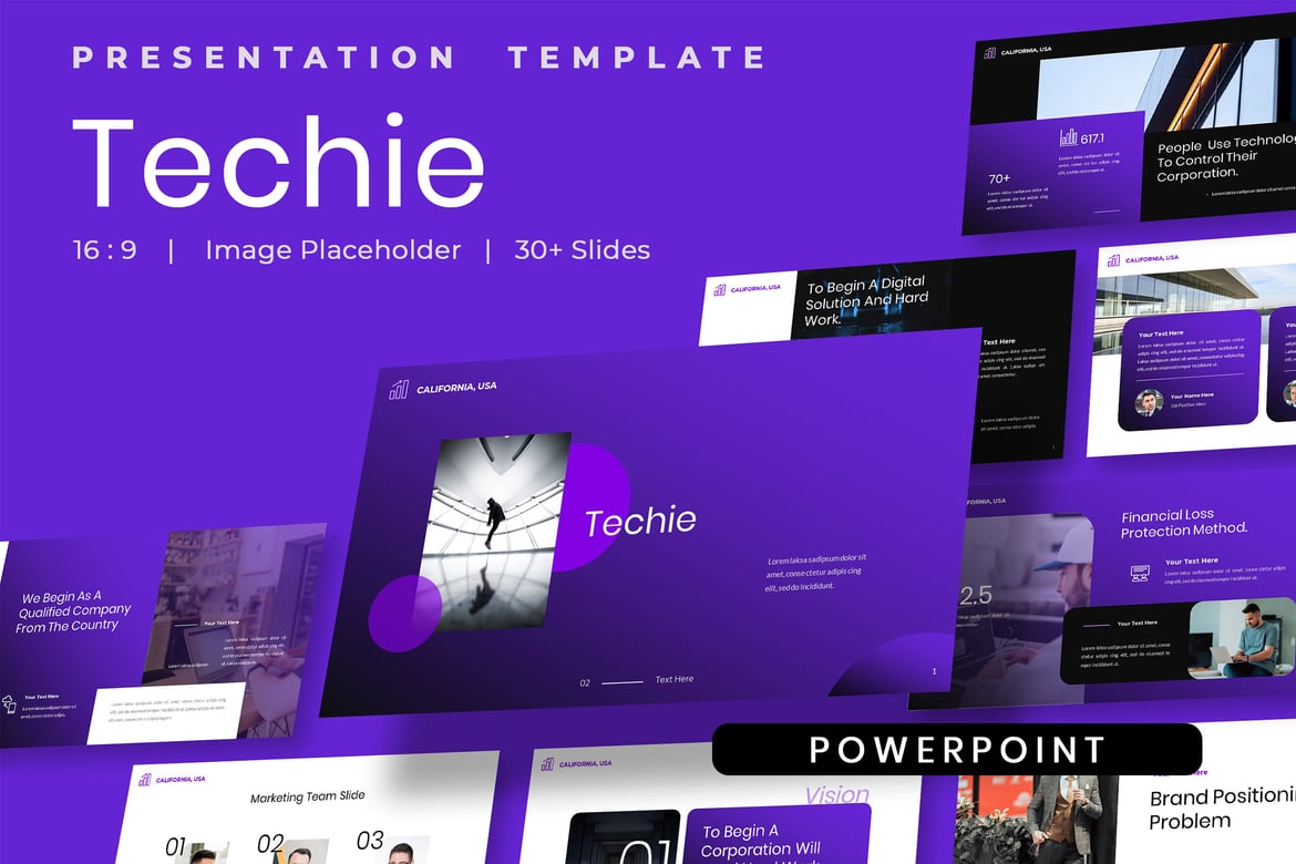 Template Presentasi PowerPoint Techie - Solusi Kreatif untuk Perusahaan Anda