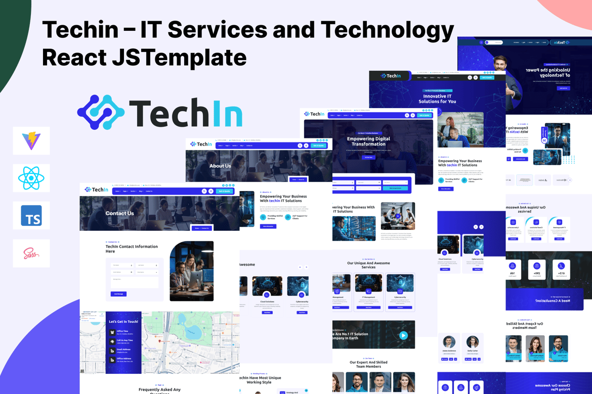 Techin – Template Website React JS untuk Layanan IT dan Teknologi