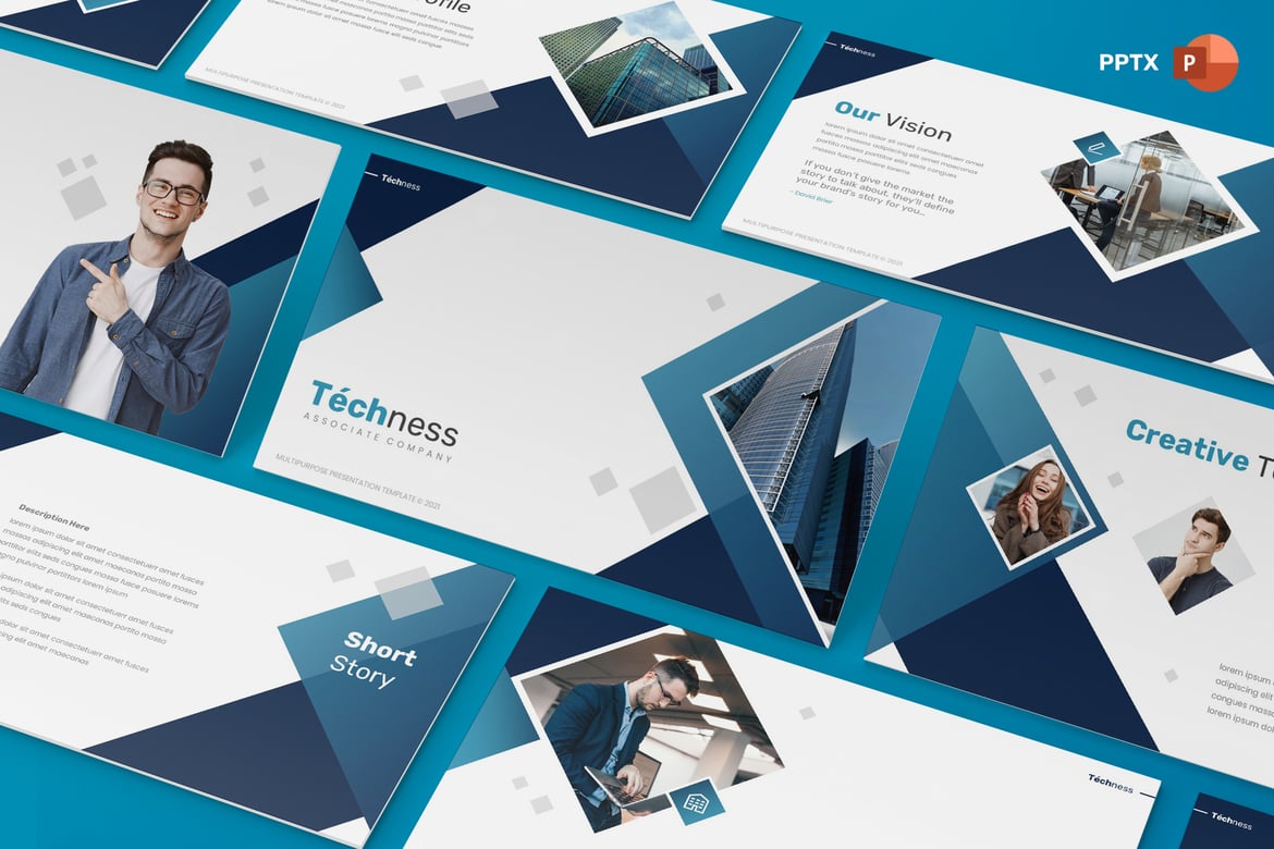 Template PowerPoint Bisnis Techness - Solusi Presentasi Profesional