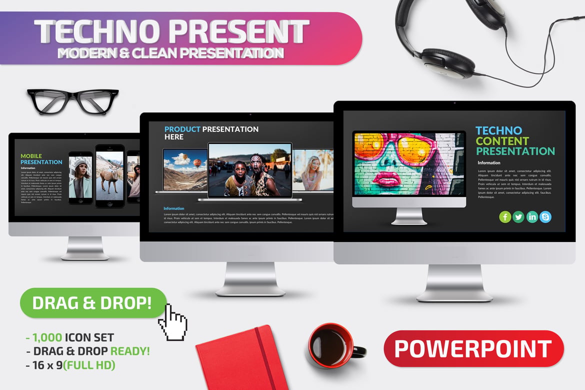 Template Presentasi PowerPoint Techno yang Menarik dan Modern