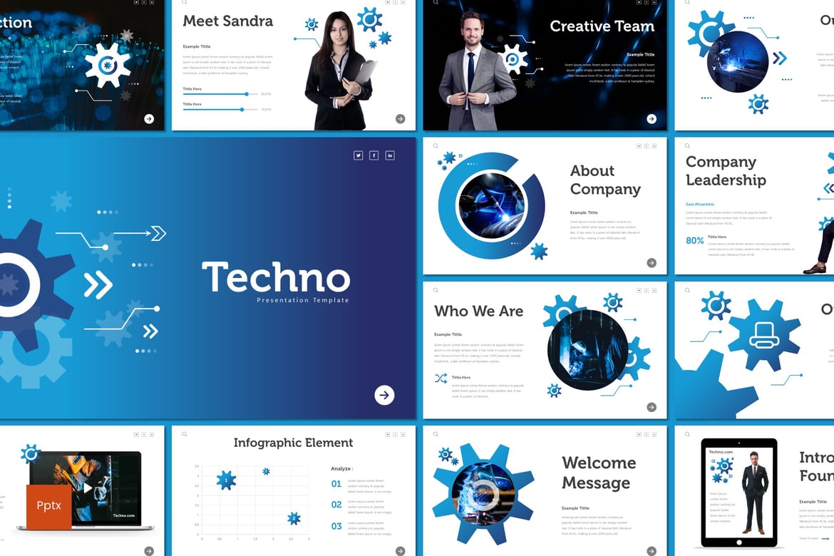 Template Presentasi PowerPoint Techno yang Kreatif dan Minimalis