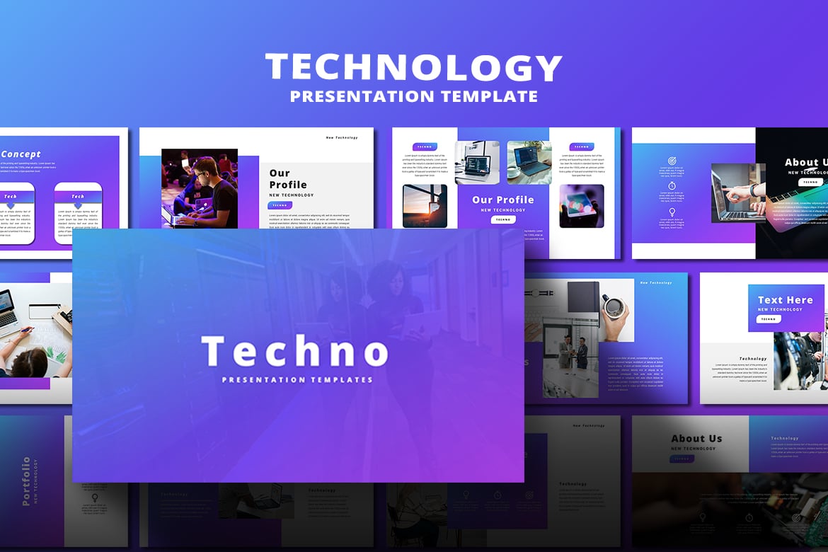 Template Presentasi PowerPoint Modern - Techno