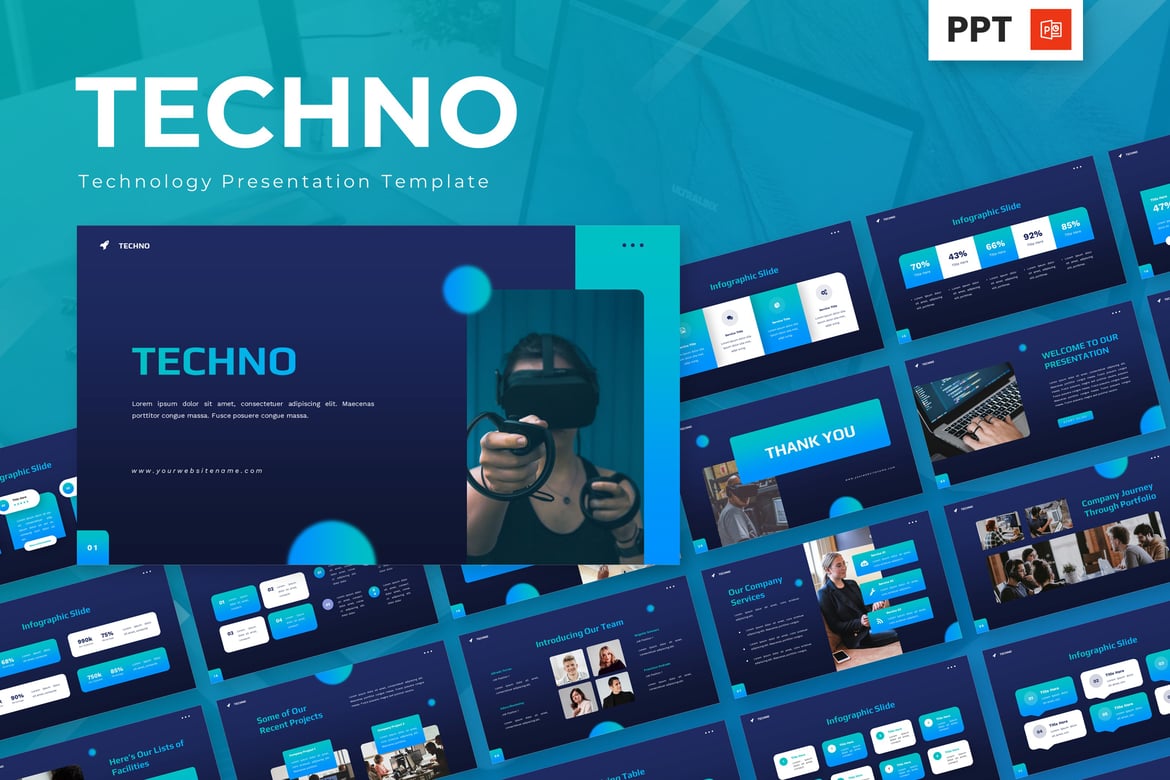 Template Presentasi Teknologi - Techno Powerpoint yang Modern dan Menarik