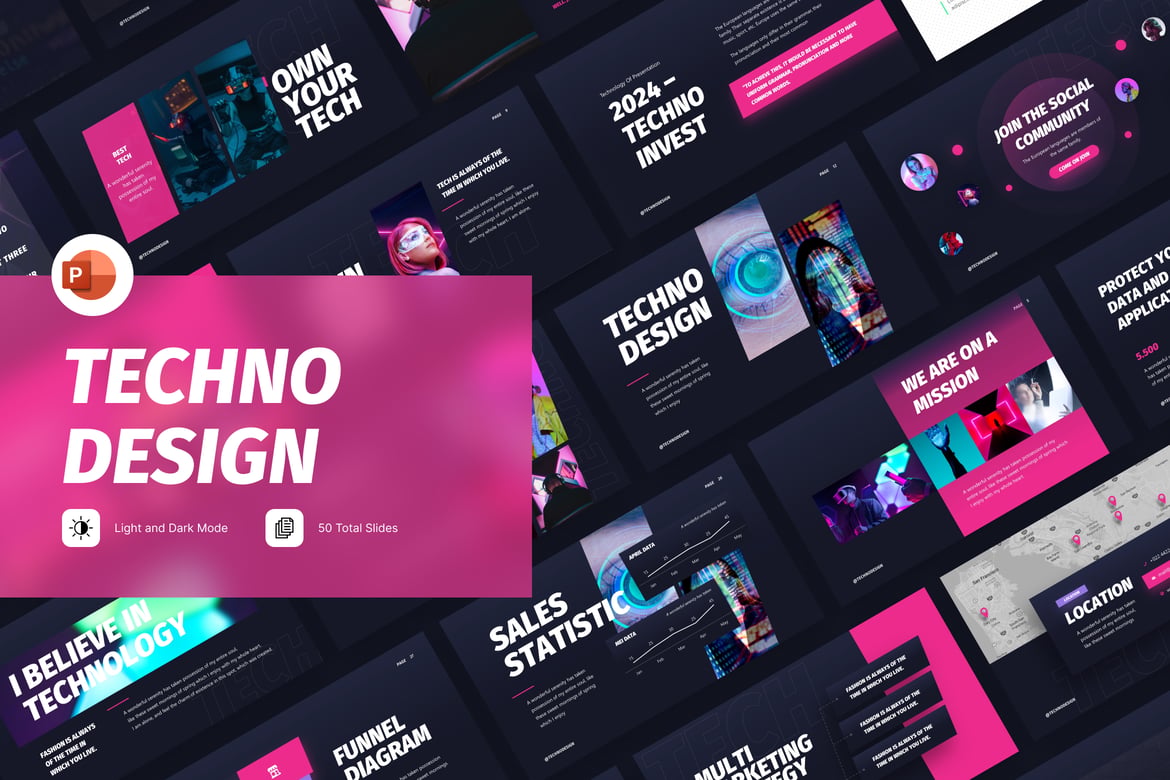 Template PowerPoint Technodesign yang Menawan