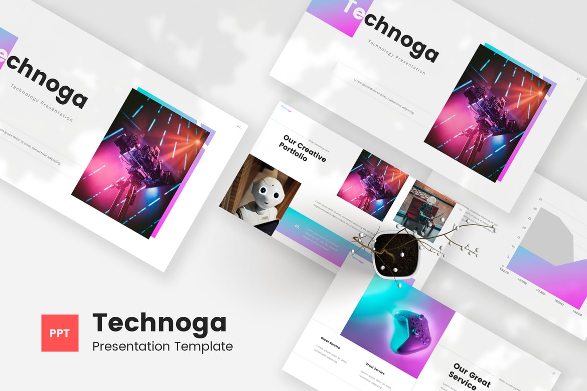 Template PowerPoint Teknologi Modern - Technoga