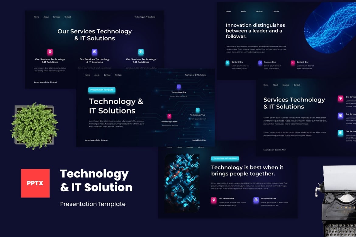 Template Powerpoint Solusi Teknologi & IT yang Modern dan Profesional